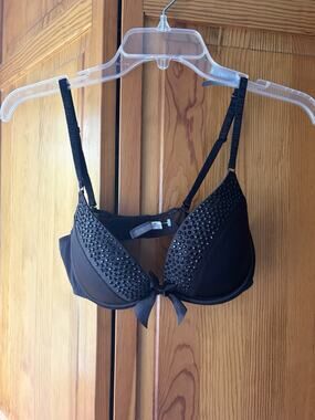 Aerie Black Rhinestone Push Up Bra 36B